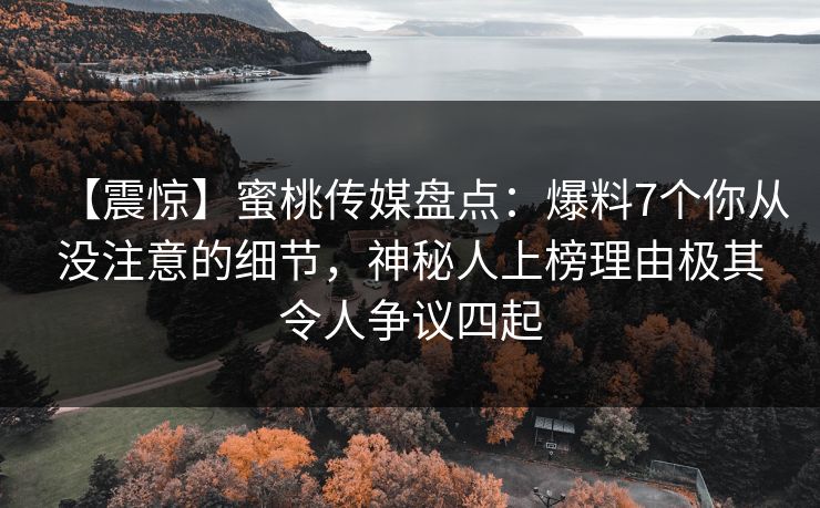 【震惊】蜜桃传媒盘点：爆料7个你从没注意的细节，神秘人上榜理由极其令人争议四起