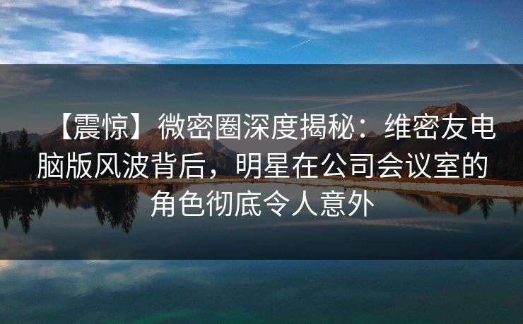 【震惊】微密圈深度揭秘：维密友电脑版风波背后，明星在公司会议室的角色彻底令人意外