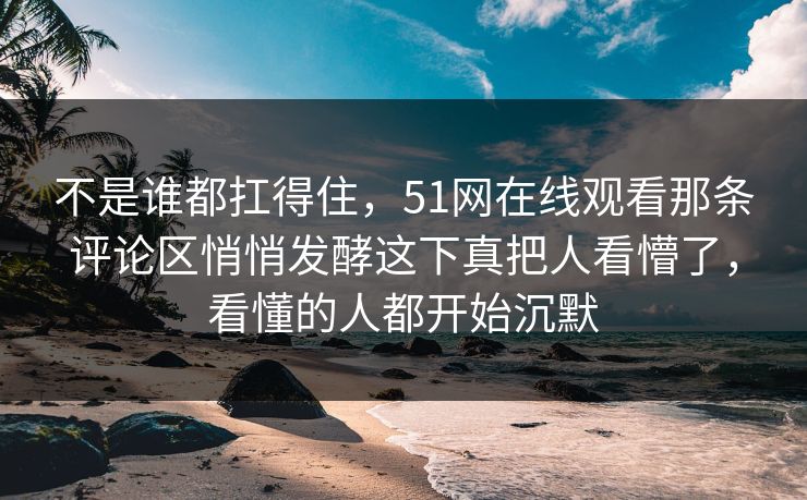 不是谁都扛得住，51网在线观看那条评论区悄悄发酵这下真把人看懵了，看懂的人都开始沉默