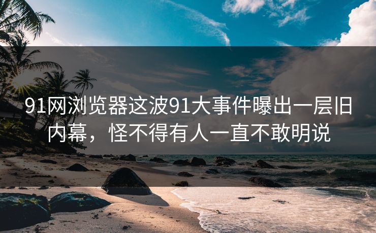 91网浏览器这波91大事件曝出一层旧内幕，怪不得有人一直不敢明说